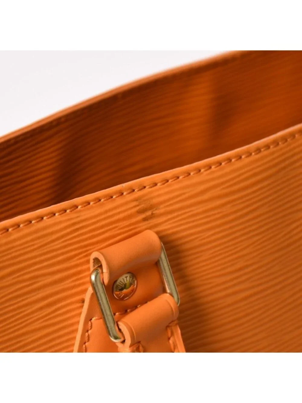 Louis Vuitton Sac Plat GM Tote Bag Business Square Shape Epi Leather Orange Gold